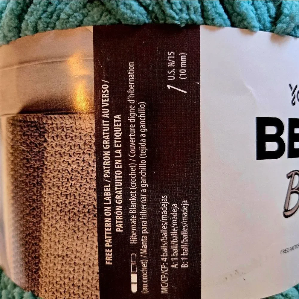 Bernat Blanket Yarn - Gray Blue & Light Teal 10.5 Ounces Each